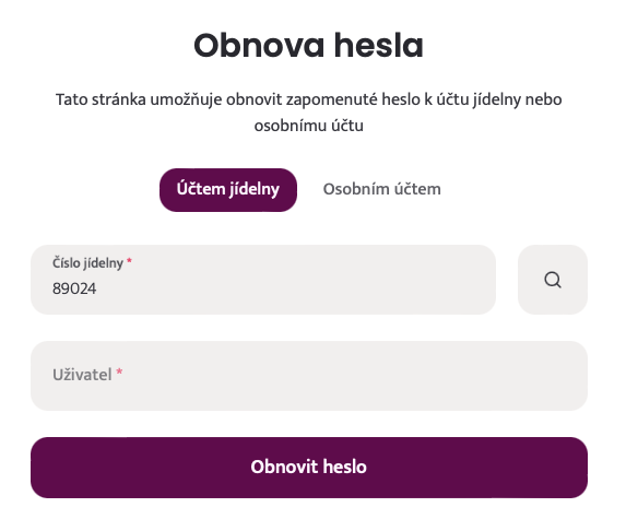 Obnova hesla – Strava.cz